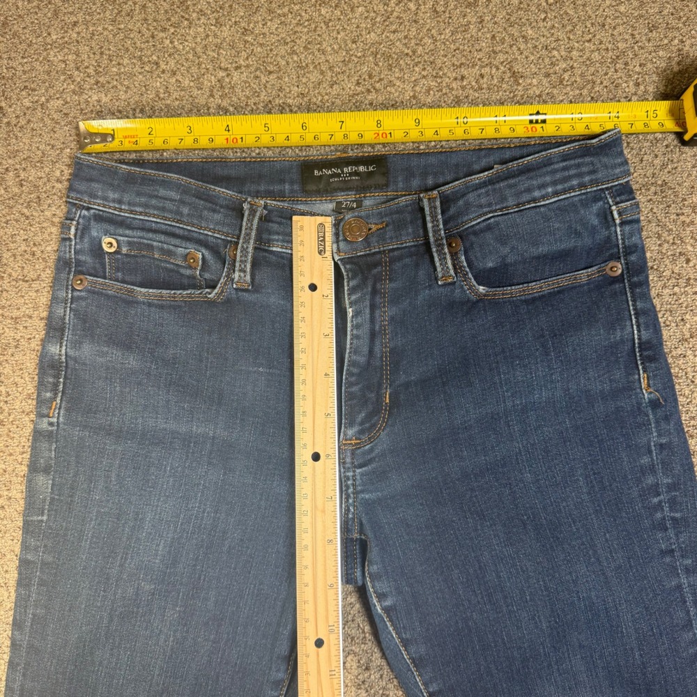 Banana Republic Sculpt Skinny Jeans Womens 27/4 Blue Denim High Rise Dark Wash - Picture 4 of 6
